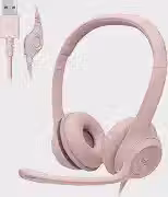 Headset com Fio USB Logitech H390 com Almofadas Confortáveis, Controles de Áudio Integrado e Microfone com Redução de Ruído - Rosa