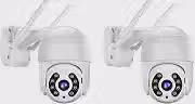 KIT 2 Câmeras de Segurança Domo WiFi PTZ externa, Câmera IP sem fio com visão de 360°, Visão noturna colorida, Áudio bidirecional, Detecção de movimento, Alerta de atividade - BELLA NET