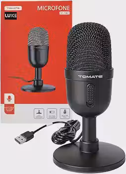 Microfone Condensador USB Gamer de Mesa Gravação em Alta Resolução