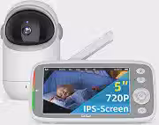 TakTark Babá Eletrônica, 5' 720P HD Bebê Câmera com Tela, Sem Wifi, Panorâmica Inclinação, Áudio Bidirecional, Night Vision, Zoom Digital, Detecção De Som Vox, Ideal Para Novos Pais