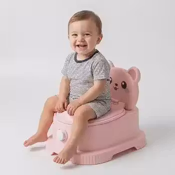 Penico Troninho Infantil Educativo Bebê Privadinha Ursinho com Recipiente Removível, Base Antiderrapante e Escova de Limpeza