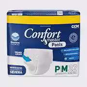 Fralda Geriátrica Pants P/M Confort Master Pacote Jumbo com 32 Unidades, Roupa Íntima Descartável Adulto Unissex para Incontinência Severa, Uso Diurno e Noturno, Ajuste Confortável, Controle de Odor e Toque Respirável