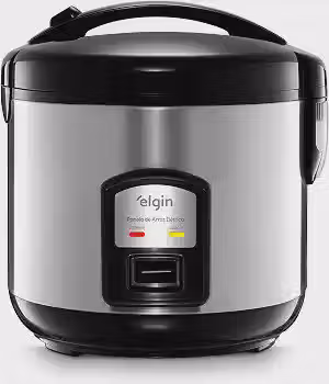 Panela de Arroz Elétrica Gran Rizzo 700W Elgin Antiaderente 10 Xícaras 220V com acessórios, Inox/Preto