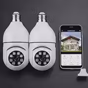 Kit 2 Câmeras Segurança IP Lâmpada WiFi Full HD 1080p com Visão Noturna Infravermelho 1080P Bivolt, Detecção de Movimento, Áudio Bidirecional, Prova D'água Giratória (2)