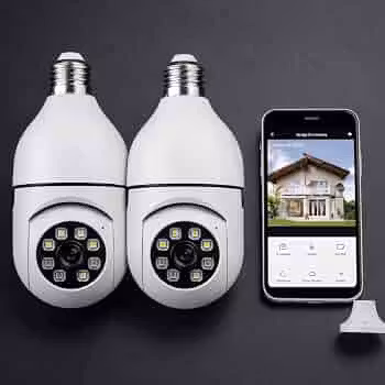 Kit 2 Câmeras Segurança IP Lâmpada WiFi Full HD 1080p com Visão Noturna Infravermelho 1080P Bivolt, Detecção de Movimento, Áudio Bidirecional, Prova D'água Giratória (2)