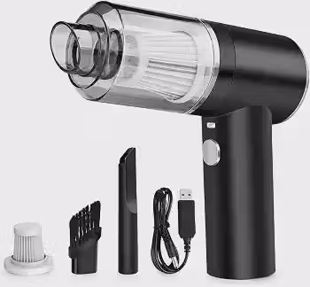Aspirador de Pó Portátil Sem Fio Recarregável para Carro e Casa, Sucção Potente, Filtro HEPA Lavável, Compacto e Leve, com Bocais para Limpeza de Cantos, Estofados e Painéis