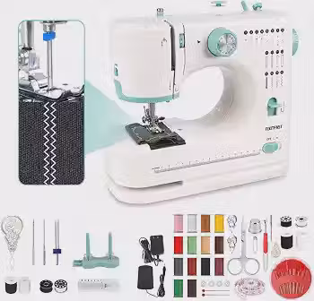 FINYQBET Mini Máquina de Costura Dual-Speed, 16 Modos de Costura (100-240V)