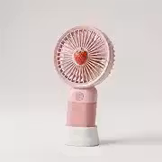 Mini Ventilador Portátil USB Recarregável – Compacto, Silencioso, Potente - Uso 2 em 1 (Mão e Mesa) – Ideal para Calor, Trabalho e Viagens e Estúdio de Maquiagem.