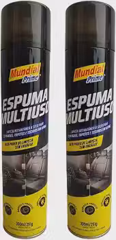 Espuma Multiuso higienização a seco Limpeza Instantânea Carros sofás Tapetes colchões 300ml Kit 2