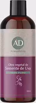 Óleo Vegetal De Semente De Uva - Prensado a Frio, 100% Puro e Vegano | Alto Poder De Hidratação Para Corpo e Rosto 120 ml - Aroma D’alma