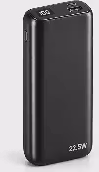 Carregador Portátil Power Bank 20000mAh Turbo 22.5W com Visor LED e Cabos Integrados - Carregamento Ultra Rápido PD, 2 Saída/Entrada USB-C Tipo-C e Lightning, Compatível com iPhone, Android, Notebook