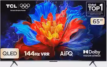 Smart TV TCL 65 Polegadas QLED 4K P8K WiFi Bluetooth Google TV 144Hz HDR10+ Dolby Atmos Vision 65P8K