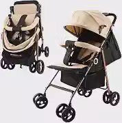 Carrinho de Bebê Kidino Elite Gold Bege Reclinável 3 Posições Compacto Leve com Alça até 15kg