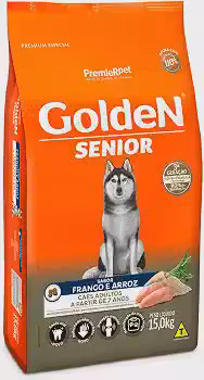 Ração Golden Fórmula Senior para Cães Adultos Sabor Frango e Arroz, 15kg Premier Pet Para Todas Grande Idosos,