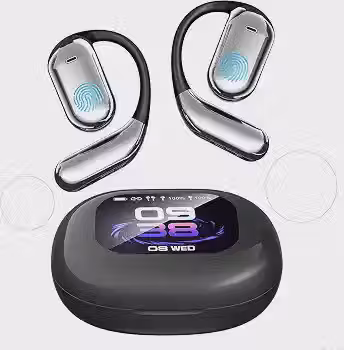 Fone Tradutor em Tempo Real,Fones de Ouvido Esportivos Sem Fio Bluetooth,com Bluetooth 6.1 Atualizado,Encaixe Confortável e Seguro (com Ganchos Auriculares),Adequado para Corrida,Reuniões,etc