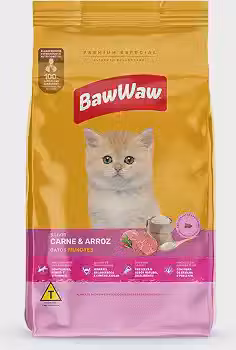 Ração Baw Waw para gatos filhotes sabor Carne e Arroz - 900g