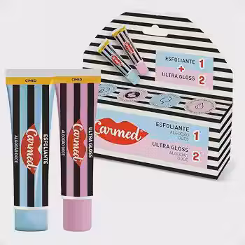 Carmed Kit SOS Lábios Esfoliante + Ultra Gloss Brilho Aroma Algodão Doce 10g Cimed