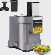 3 em 1 Cortador de Legumes Elétrico 110V com 3 Lâminas de Aço Inoxidável – Fatia, Corte em Cubos e Juliana para Cozinha Profissional