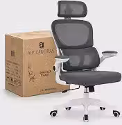 Cadeira de Escritório Suporte Lombar Ergonômico Malha Respirável 120KG Apoio Cabeça Confortavél Executiva (Cinza)