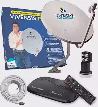 Sunature Kit Parabolica Digital Vivensis Antena + Cabo + LNBF 4 Pontos + Receptor