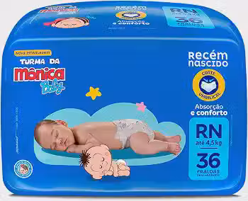 Fralda Turma da Mônica Baby Jumbo RN 36 Unidades