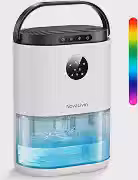 Desumidificador para casa, desumidificadores de tanque de água de 1,927 g para banheiro, quarto, controle automático de umidade, display digital, luz de respiração de 7 cores, branco 110V