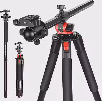 Monopé de tripé de câmera 2 em 1 da Neewer com placa QR de 360 graus giratória de coluna central e cabeça de bola – pernas de tripé de alumínio com 4 seções para câmeras DSLR de vídeo de até 10 kg