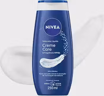 NIVEA Sabonete Líquido Creme Care 250ml, Limpeza Suave, Banho, Hidrata e Protege, Uso Diário, Todas as Peles