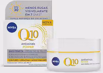 NIVEA Creme Facial Antissinais Q10 Power Dia FPS 30 47g, Reduz Rugas, Hidratação Intensa, Ácido Hialurônico, Cuidado Facial Diário
