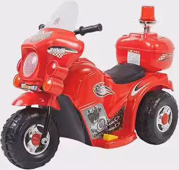 Mini Moto Elétrica 6v Polícia Menina Com Luz Som E Baú (Vermelho)