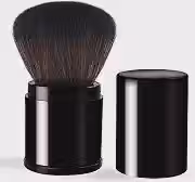 Pincel Kabuki Retrátil Multifuncional com Tampa, Cerdas Macias, Portátil, Compacto para Base Pó e Blush, Preto, Plástico
