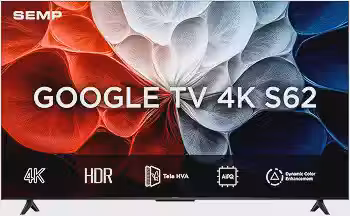 Smart TV Semp 43 Polegadas LED HVA 4K S62 WiFi Bluetooth Google TV 3 HDMI HDR10+ Dolby Audio 43S62