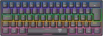 Teclado Mecânico Gamer T-Dagger Arena Iluminação Rainbow Preto 60% Switch Marrom T-TGK321-BR