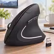 Mouse Vertical Ergonômico Sem Fio Bluetooth e 2.4G, Cliques Silenciosos, Design Confortável para Longo Uso, Compatível com Windows, Mac, PC e Notebook, Ideal para Trabalho, Home Office e Estudos