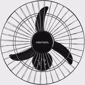 Ventilador de Parede Oscilante Ventisol, 3 Pás Preto, 50cm, Bivolt
