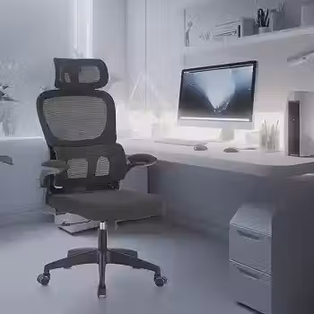 Cadeira de escritório com design ergonômico conforme NR-17, suporte lombar independente, malha respirável e encosto de cabeça ajustável,Python Fly (Preto)