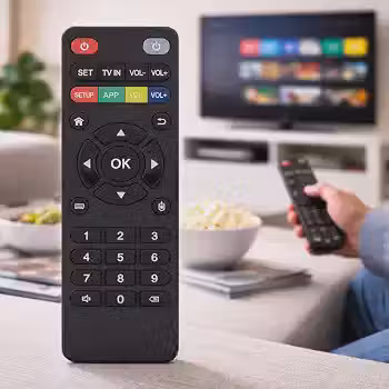 Controle Remoto Universal TV Smart Premium IR TV Box Android Ultra Versátil Botões de Atalho Longo Alcance Plug Play Preto