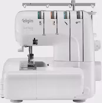 Máquina de Costura Overlock 2000 Elgin Doméstica Portátil Versátil Branco - 220V, Ferro