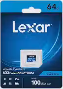 Lexar Cartão de Memória High-Performance 633x micro SD 64GB C10, A1, (U3), V30, 633x (100MB/s Leitura, 45MB/s Escrita) - Blue