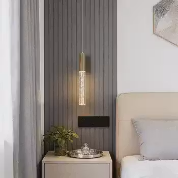 Luminária Pendente para Cabeceira, Design Moderno em Ferro e Acrílico, Fio Ajustável de 2M, para Quarto e Sala