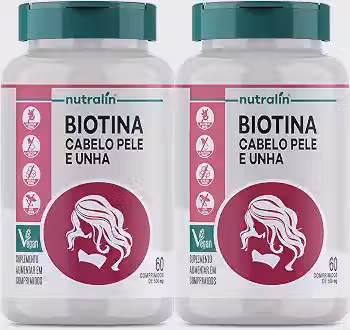 Biotina Fortalecimento Cabelos Unhas Pele 120 Caps Nutralin