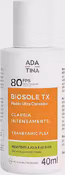 Ada Tina Protetor Solar Facial Fluido Ultra Clareador Biosole TX Fps 80 40ml | Toque Seco | Para Peles com Manchas e Melasma | com Ácido Tranexâmico e Niacinamida | Alta Proteção Solar