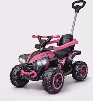 Quadriciclo Infantil Kidino com Haste Direcional Luz e Som Carrinho de Passeio Infantil Menino e Menina (Rosa)