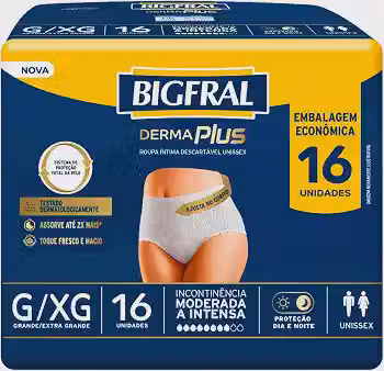 Roupa Íntima Bigfral Derma Plus G/XG 16 Unidades