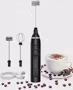 Mixer Elétrico Portátil Recarregável 3 Velocidades USB Tipo-C Espumador de Leite Misturador para Café Whey Ovos Cappuccino Bateria Recarregável com Acessórios Multifuncionais
