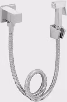 Ducha Higiênica Luxo Completa 100% Metal Cromada Quadrada 1/4 de Volta com Mangueira 1,20m
