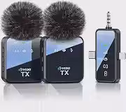 Microfone de lapela sem fio 3 em 1, compatível com iPhone/telefones/câmeras Android, alcance de transmissão de 25 m, duração da bateria de 18 horas, adequado para entrevistas, vlog, YouTube e TikTok