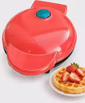 Mini Maquina de Waffle Eletrica Portatil 110V Antiaderente Compacta Domestica Redonda para Waffles Crocantes Facil de Usar para Cafe da Manha Lanche Rápido Eletroportatil de Cozinha