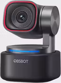 Webcam OBSBOT Tiny 3-áudio espacial, 4K câmera PTZ com rastreamento por IA, sensor de 1/1,28', controle por voz e gestos, 120 FPS,HDR, para Streaming, Reuniões Zoom Teams PC e Notebook