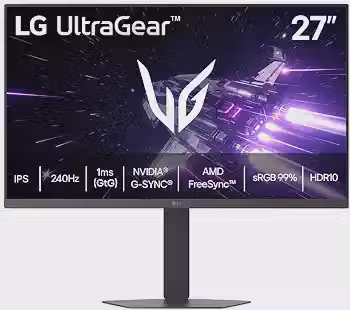 LG UltraGear Monitor Gamer 27' IPS 240Hz 1ms (GtG) Full HD (1920x1080) sRGB 99% HDMI 2.0 NVIDIA G-SYNC AMD FreeSync Premium, Preto - 27G440A